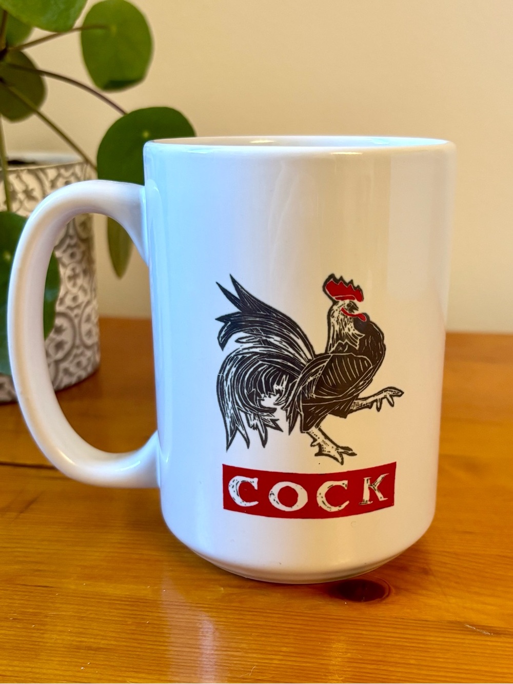 Novelty Rooster Graphic Coffee Mug - Funny Ceramic Cup